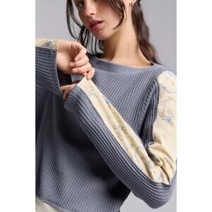 BDG Urban Outfitters Serena Boatneck Craft Patchwork Long Sleeve Top Size XL